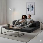 MONAMI Dechome Mininest 160×80 Modüler 2 Kişilik Koltuk | Yatak Olabilen Tasarım | Çıkarılabilir ve Yıkanabilir Kılıf | Küçük Alanlar Için - Antrasit
