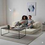 MONAMI Dechome Mininest 160×80 Modüler 2 Kişilik Koltuk | Yatak Olabilen Tasarım | Çıkarılabilir ve Yıkanabilir Kılıf | Küçük Alanlar Için - Krem