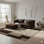 MONAMI Dechome Modern Fitilli Kadife | Köşe Koltuk | 180X180 Köşe Takımı | Modüler Köşe Takımı | Yataklı L Koltuk | Fitilli Kadife - Kahve