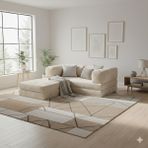 MONAMI Dechome Modern Fitilli Kadife | Köşe Koltuk | 180X180 Köşe Takımı | Modüler Köşe Takımı | Yataklı L Koltuk | Fitilli Kadife - Krem