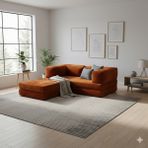 MONAMI Dechome Modern Fitilli Kadife | Köşe Koltuk | 180X180 Köşe Takımı | Modüler Köşe Takımı | Yataklı L Koltuk | Fitilli Kadife - Turuncu