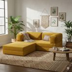 MONAMI Dechome Yeny Fitilli Kadife | Köşe Koltuk | 160X160 Köşe Takımı | Modüler Köşe Takımı | Yataklı L Koltuk | Fitilli Kadife - Hardal