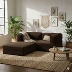 MONAMI Dechome Yeny Fitilli Kadife | Köşe Koltuk | 160X160 Köşe Takımı | Modüler Köşe Takımı | Yataklı L Koltuk | Fitilli Kadife - Kahve