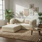MONAMI Dechome Yeny Fitilli Kadife | Köşe Koltuk | 160X160 Köşe Takımı | Modüler Köşe Takımı | Yataklı L Koltuk | Fitilli Kadife - Krem