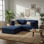 MONAMI Dechome Yeny Fitilli Kadife | Köşe Koltuk | 160X160 Köşe Takımı | Modüler Köşe Takımı | Yataklı L Koltuk | Fitilli Kadife - Lacivert