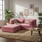MONAMI Dechome Yeny Fitilli Kadife | Köşe Koltuk | 160X160 Köşe Takımı | Modüler Köşe Takımı | Yataklı L Koltuk | Fitilli Kadife - Pembe