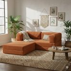 MONAMI Dechome Yeny Fitilli Kadife | Köşe Koltuk | 160X160 Köşe Takımı | Modüler Köşe Takımı | Yataklı L Koltuk | Fitilli Kadife - Turuncu