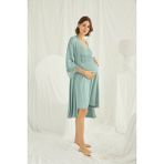 Monamise 18470 Açık Yeşil Dantelli Hamile Lohusa Sabahlık Takımı