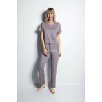 Monamise 19187 Gri Dantelli Kadın Pijama Takımı
