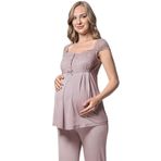 MONAMİSE Hamile Lohusa Pijama Takımı Vizon, l, MO18440, VİZON, kadın