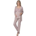 MONAMİSE Hamile Lohusa Sabahlıklı Pijama Takım Vizon, xl, MO18441, VİZON, Kadın