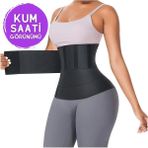 Monark Tummy Wrap Bel Inceltici Yağ Yakici Sıkılaştırıcı 4 mt Kum Saati Bel Korsesi Tummy Wrap Waist Trainer - Standart - Siyah