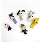 MONARTY Amigurumi Örgü Oyuncak Parmak Kukla Seti, El Yapımı%100 Pamuk, Horoz, Civciv, Eşek, Köpek, Çocuk, İnek karakterli 6 Adet parmak kukla seti, 9 cm Yükseklik, Tüm Yaşlar İçin Güvenli