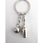 Moncuk design Gümüş Renkli Bowling Topu ve Labut Metal Anahtarlık