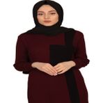 Moncy Butik Cepli Elbise 3001-3 Bordo - Siyah - Standart