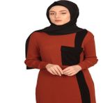 Moncy Butik Cepli Elbise 3001-7 Kiremit - Siyah - Standart