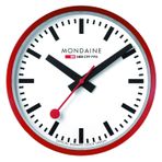 Mondaine Duvar Saati A990.Clock.11SBC 25 cm - Resmi İsviçre Demiryolları Saati Kırmızı İkinci El Kırmızı Alüminyum Gövde Toza Dayanıklı, Kırmızı
