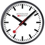 Mondaine Resmi İsviçre İstasyonu Saati – Duvar Saati Ø 25 cm – Kuvars Mekanizma, Siyah Alüminyum Çerçeve, Sertleştirilmiş Mineral Cam, Tasarım Klasikleri – A990.Clock.12SBB