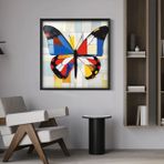 Mondrian Kelebek Soyut Traverten Dokulu Tablo