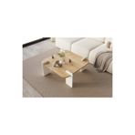 MONEayna Afrolli Dekoratif Beyaz Natural Desen Orta Sehpa 70x70Cm