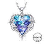 Monemel Eflatun Swarovski Taşlı Kalp Kolye (Altın Kaplama) Sevgililer Günü Hediyesi
