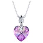 Monemel Mor Swarovski Taşlı Kalpli Gümüş Kolye (Altın Kaplama) Sevgililer Günü Hediyesi Yeni Yıl Hediyesi - Yılbaşı Hediyesi