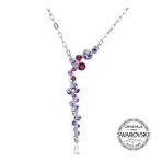Monemel Pembe-Mor Swarovski Taşlı Mini Su Yolu Kolye (Altın Kaplama) Sevgililer Günü Hediyesi