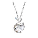 Monemel Seffaf Swarovski Taşlı Kuğu Kolye Yeni Yıl Hediyesi - Yılbaşı Hediyesi (Beyaz)