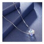 Monemel Swarovski Taşlı Gümüş Küp Kolye (Altın Kaplama) Sevgililer Günü Hediyesi Yeni Yıl Hediyesi - Yılbaşı Hediyesi