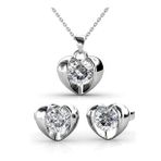 Monemel Swarovski Tasli Kalp Kolye ve Küpe Set (Altın Kaplama) Sevgililer Günü Hediyesi Yeni Yıl Hediyesi - Yılbaşı Hediyesi