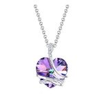 Monemel Swarovski Taşlı Mavi Kalp Kolye (Beyaz Altın Kaplama) N0404 Istanbul Aynı Gün Teslimat, Anneler Günü Hediyesi, Sevgiliye Hediye (Lila)