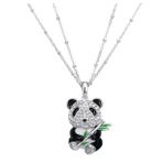 Monemel Swarovski Taşlı Panda Kolye (Altın Kaplama) Sevgililer Günü Hediyesi, Yeni Yıl Hediyesi - Yılbaşı Hediyesi