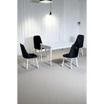 Monera Beyaz 80 x 132 Açılabilen MDF Masa Metal Ayaklı Mutfak Masası Takımı 4 Antrasit Sandalye