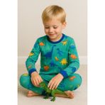 Moni Erkek Çocuk Likralı Penye Kaliteli Dinozor Baskılı Pijama Takımı - Yeşil - 2 Yaş