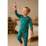Moni Erkek Çocuk Likralı Penye Kaliteli Uzay Baskılı Pijama Takımı - Mavi - 5 Yaş