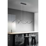 Monica Modern Tasarım Salon Yatak Odası Siyah Mutfak Yemek Masası Üstü Beyaz Ledli 2 Li LED Avize - Ahşap - Seçenek 1