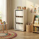 Moniev Kids 3 Sepetli Dolap Çok Amaçlı Dolap Oyuncak Dolabı MNV2601_3 - Beyaz