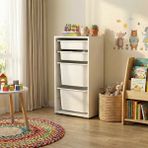 Moniev Kids 4 Sepetli Dolap Çok Amaçlı Dolap Oyuncak Dolabı MNV2601_4 - Beyaz