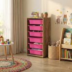 Moniev Kids 6 Sepetli Dolap Çok Amaçlı Dolap Oyuncak Dolabı MNV2601_6 - Pembe