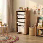 Moniev Kids Çok Amaçlı 5 Sepetli Dolap Atlantik Çam Suntalam Malzeme 85x45x30 cm Klasik Tasarım