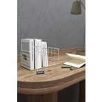 Moniev Masa Üstü Kitaplık Metal Kitaplık Çalışma Masası Düzenleyici Ofis Organizer Kitap Düzenleyici Bej