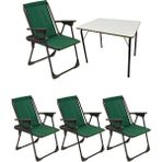 Moniev Natura 4 Adet Kamp Sandalyesi Katlanır Piknik Sandalye Oval Bardaklıklı Yeşil + MDF Masa - Polyester