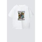 Monila Erkek Çocuk Pamuklu Bisiklet Yaka Baskılı T-Shirt - Ekru - 3 - 4 Yaş