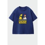 Monila Erkek Çocuk Pamuklu Bisiklet Yaka Baskılı T-Shirt - Lacivert - 2 - 3 Yaş