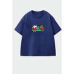 Monila Erkek Çocuk Pamuklu Bisiklet Yaka Baskılı T-Shirt - Lacivert - 5 - 6 Yaş