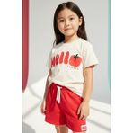 Monila Kız Çocuk Pamuklu Baskılı T-Shirt ve Kırmızı Şort 2'li Takım - 4 - 5 Yaş
