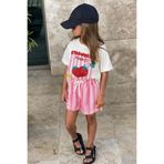 Monila Kız Çocuk Pamuklu Çilek Baskılı T-Shirt ve Çizgili Şort Alt Üst Takım