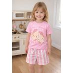 Monila Kız Çocuk Pamuklu Meyve Baskılı T-Shirt ve Çizgili Şort Alt Üst Takım - 4 - 5 Yaş - Pembe