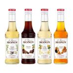 Monin 4X 250 ml Kahve Şurubu Seti Premium Lezzet Karamel Vanilya Beyaz Çikolata Çikolata - 1 lt