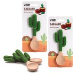 Monkey Business Saguaro 2'li kaşık seti, kaktüs şeklinde servis kaşığı, guacamole salsa ve Meksika sosları için, silikon ve tahta kaşık, partilerde servis yapmak ve Fiesta eğlencesi için